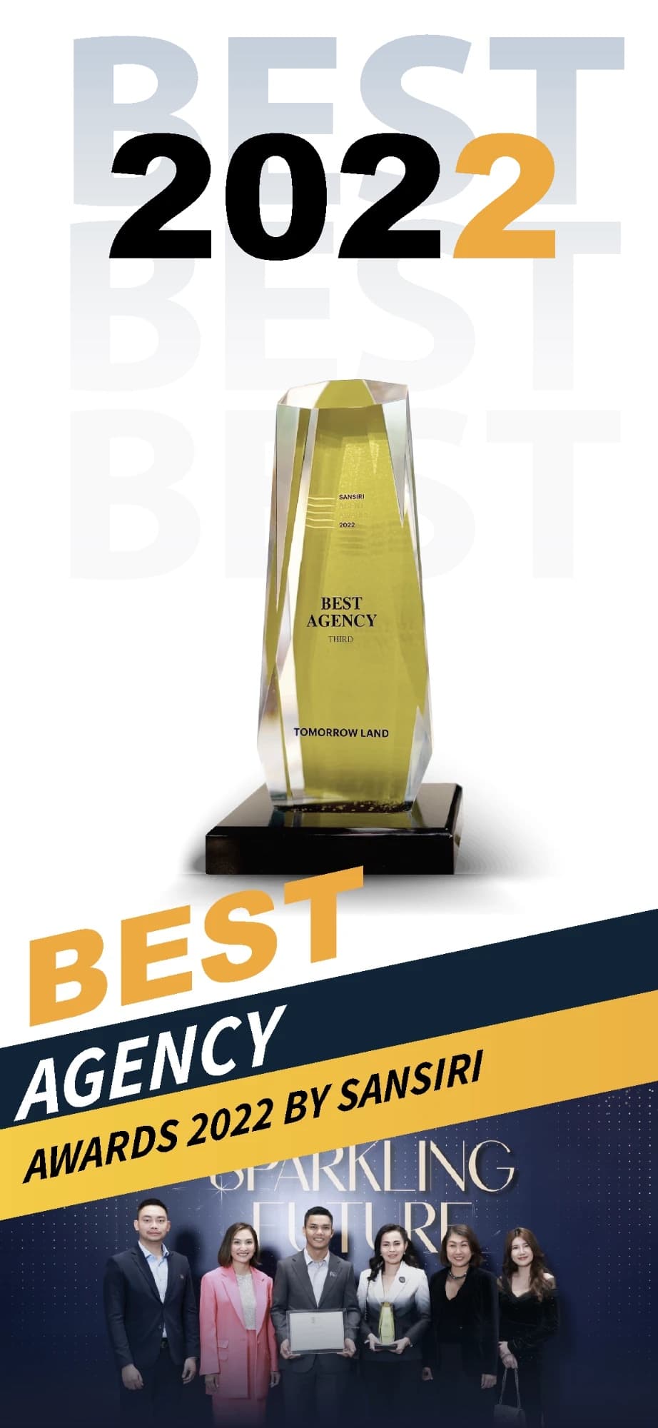 โปสเตอร์รางวัล Best Agency อันดับ 3 Sansiri Agent Awards 2022