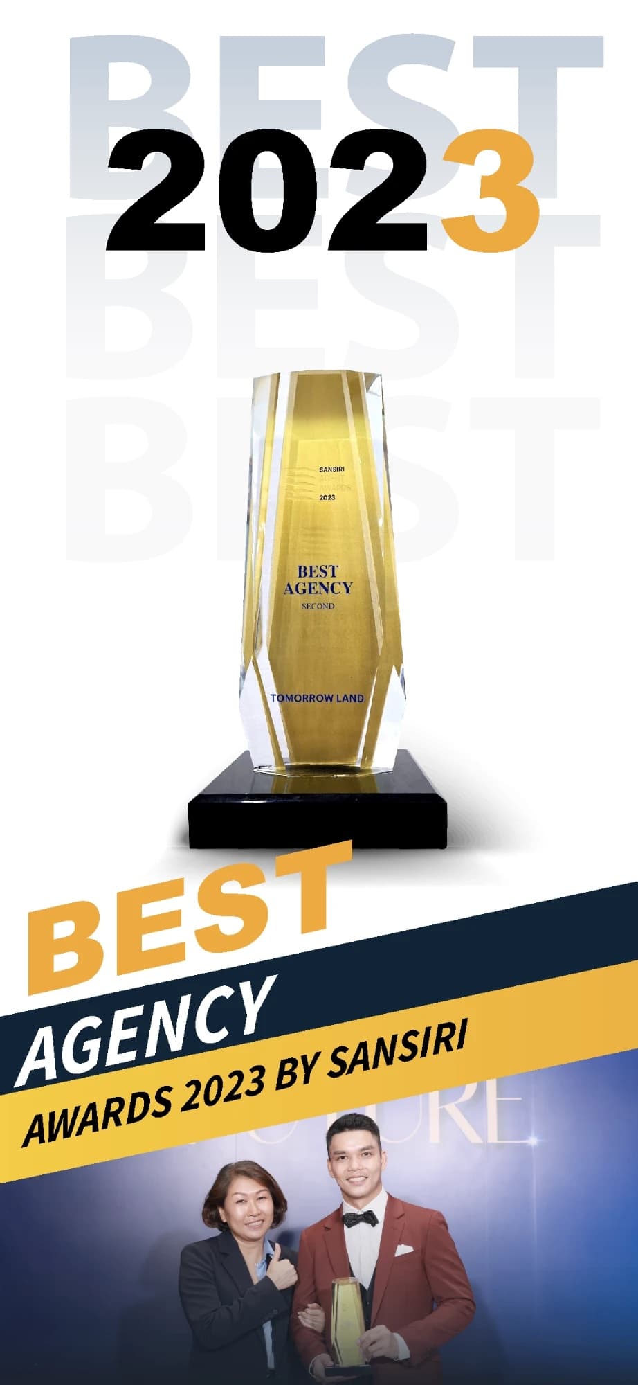 โปสเตอร์รางวัล Best Agency อันดับ 2 Sansiri Agent Awards 2023
